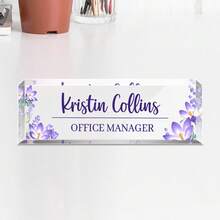 1pc Personalized Acrylic Custom Name Plates For Office Desks,Customize Text,20 Styles,Office Nameplate Engraved With Flower Patterns,Custom Desk Name Plate Personalized, Acrylic Name Plate For Desk, Office Desk Decor For Women And Men - Multicolor - View 22