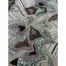 2026款高品质法国蕾丝面料，饰以非洲亮片串珠，适合制作尼日利亚婚纱 - 彩色 - 查看 3