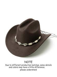 1pc Unisex Solid Color Western Cowboy Hat, Soft Wool Felt Material, Heart Rhinestone Metal Star Beaded Decor, Suitable For Back To School, Party, Western Theme Event, Gathering, Valentine's Day, Graduation, Masquerade, Holiday, Birthday, Music Festival, Mother's Day, Travel, Hiking, Daily Wear, Fashion & Versatile - Style 1 - View 16
