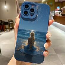 Funda de teléfono con diseño de océano, atardecer y sirena para  17, 15 Pro Max,  17, 14 Pro,  17, 13,  Galaxy S23, S22, S21, funda protectora para teléfono, regalo para pareja, regalo para novio o novia, regalo de vacaciones - Azul Klein - Ver 2