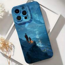 2026 nueva funda de teléfono esmerilada, diseño de aventura en la montaña de noche estrellada para  17 14 Pro Max  17 13  17 12  Galaxy S23 S22 S21 funda de protección para teléfono, funda de pareja, regalo para novio novia, regalo de vacaciones - Azul Klein - Ver 6
