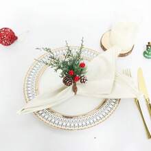 1-6pcs Christmas Snowflake Pine Needle Pine Cone Napkin Rings, Suitable For Christmas Family Gathering Party Decoration Napkin Holders - Multicolor - View 6