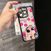 Funda Transparente Suave para 16,15,14,13,12,11 Pro,X,XR,XS,8,Plus, Chica Genial que Sopla Burbujas, Protección Resistente a Impactos17   17promax - Negro - Ver 4