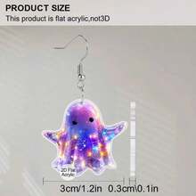 2D Flat Design, A Pair Of Halloween Gift Acrylic Fashion Dangling Earrings For Women, Colorful Ghost-Shaped Design, Suitable For Everyday Wear And Holiday Party Attire, A Great Gift For Friends, Family Or Mother's Day, 2D Flat Design. - Multicolor - Ver 4