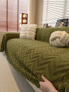 1件加厚绒毛沙发毯，简约百搭沙发套，奢华优雅沙发套，高端质感，耐磨可水洗，四季皆宜，保护沙发外观，柔软舒适，适用于客厅、卧室、办公室、1-4人沙发 - 綠色 - 查看 7