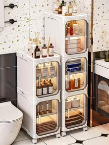 Tall Narrow Storage Cabinet & Dresser With Adjustable Shelves & Mobility Wheels - Versatile Slim Organizer, Dressers For Bedroom, Desk Organizer & Office Desk Accessories, Space-Saving Storage Solution For Small Spaces, Bathroom, Kitchen, Laundry Room - 白色 - 查看 1