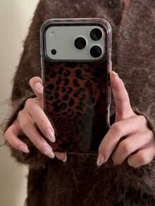 Fashionable High-End Black Brown Leopard Print Amber Tortoiseshell Magnetic 17 Case Compatible With Iphone 17/17 Pro/17 Pro Max, 16 Half-Wrapped 14 New Protective Cover 13 Women, Autumn/Winter - Brown - View 2