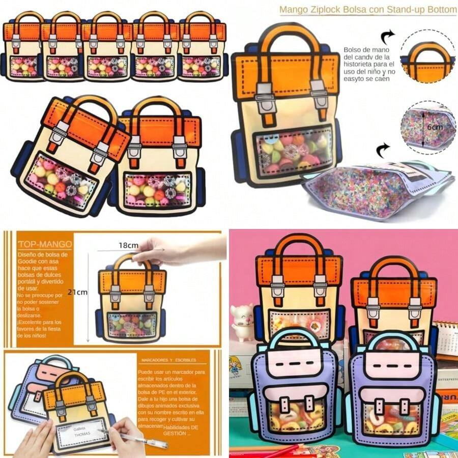 30 Bolsas de Regalo para Fiesta con Asa, Bolsas de Regalo Cumpleaños Reutilizables, Empaque de Fiesta Bonito para Dulces y Pequeños, para Almacenar Artículos Pequeños (Color )(Naranja) - Multicolor - Ver 1