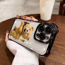 Funda de Teléfono con Patrón de Oso de Peluche Bebedor de Cerveza para 17 16 15 14 13 12 11 Pro X XR XSMAX 8 8 Plus, Cubierta Trasera Transparente Suave a Prueba de Golpes - Colores mixtos - Ver 6