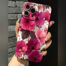2026 nueva funda de teléfono esmerilada, funda de teléfono con patrón de flores rosadas para iPhone 17 14 Pro Max 13 12 11 Xs Xr  Galaxy S23 S22 S21 S20 Plus Note 20 10, funda protectora para teléfono, regalo de pareja para novio y novia, regalo de San Valentín o cumpleaños - Negro - Ver 2