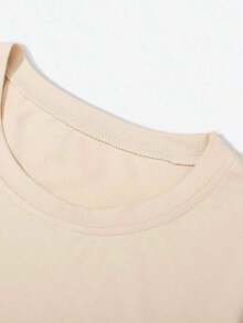 Manfinity Homme Men's Fashion Round Neck Short Sleeve Letter Graphic Casual T-Shirt Los Angeles T Shirt - 杏色 - 查看 4