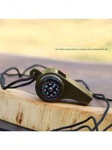 5pcs/3pcs/1pc Outdoor Sports Emergency Whistle, 3-In-1 Emergency Whistle, Multi-Functional Survival Whistle With Compass And Thermometer, Loud Floating Whistle With Lanyard, Suitable For Boating, Swimming, Kayaking, Water Survival, Hiking, Camping, Outdoor Activities, Loud Safety Whistle With Lanyard, Perfect For Camping, Hiking, Outdoor Adventure, Referee And Cheerleading, Loud Sound, Survival Whistle, Military Green - Multicolor - View 2