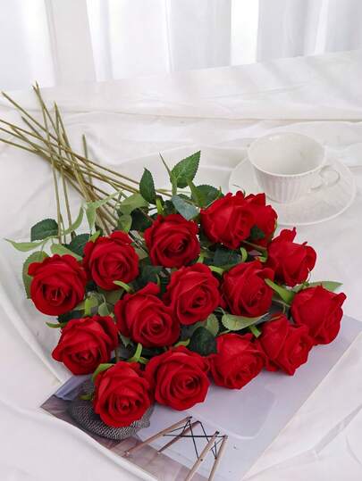 20/10/5/1 pièce Rose rouge, fleur artificielle, cadeau de la Saint-Valentin, saison des mariages pour les amoureux, fleur fraîche éternelle, bouquet de mariée, arrangement de fleurs artificielles, rose artificielle, convient pour les cadeaux de la Saint-Valentin, les fêtes de mariage, la décoration de la maison, les cadeaux de la Saint-Valentin, la décoration de mariage, les cadeaux d'anniversaire, la décoration intérieure/extérieure, le remplissage de vase, le cadeau pour elle, le cadeau d'anniversaire, la décoration de salon, les accessoires de maison, fleur artificielle