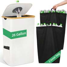 OrdoVault 1/2pcs Extra Large Reusable Grocery Tote Bag, Large Bottle Holder, Foldable Bamboo Kitchen Deposit Bottle Storage Box - Black - Multicolor - View 14