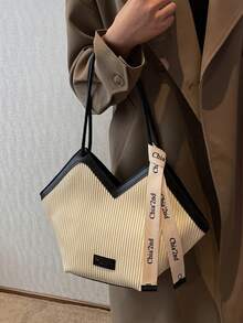 1pc PU Leather Minimalist Design Shoulder Bag, Suitable For Work, Fashionable Business Casual, Essential For Women, Perfect For Office, Business And Work - White - View 8