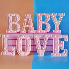 1个LED发光字母/数字灯，粉色发光字母，电池供电闪烁字母灯，适用于派对、求婚、婚礼、餐桌、墙面装饰、生日、客厅、卧室装饰 [不含电池] - 暖白色 - 查看 9