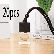 10pcs Customized Text Rectangular Glass Perfume Bottles, Square Shaped Car Fragrance Bottle Empty, Car Accessories