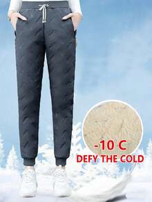 1pc Women's Outdoor Sports Pants, Thermal Lined Thick Ankle-Tied Casual Trousers For Autumn/Winter - Dark Grey - View 2