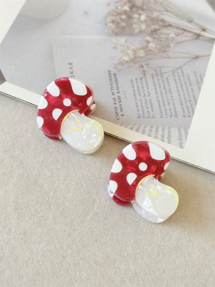 2pcs Cute Colorful Faux Mushroom Small Hair Clips, Bangs/Side Clip, Ponytail Clip, Suitable For Daily Hairstyle Decoration, Bohemian, Cute, Elegant Fashion Hair Accessories Elegant Hair Claws Women Hair Clutch Casual Hair Jaw Clip Elegant Claw Clip Summer Outfits,Festival,Party