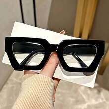 1 Pair Classic Retro Geometric Frame Transparent Lens Unisex Computer Glasses, Non-Prescription (No Card Included)