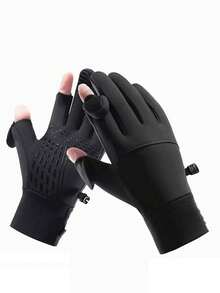 1 Pair Winter Windproof Warm Fleece Gloves, Cold-Proof Touchscreen Gloves For Outdoor Sports, Skiing, Running, Driving, Anti-Slip Gloves - Multicolor - View 10