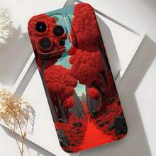 2026 nueva funda de teléfono esmerilada, funda de teléfono con impresión de paisaje de árbol rojo para  17 15 Pro Max  17 14 Pro  17 13  17 12  Galaxy S23 S22 S21 S20 funda de protección para teléfono regalo de pareja para novio novia regalo de San Valentín cumpleaños - Blanco antiguo - Ver 6