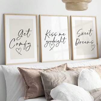3 piezas de arte decorativo de lienzo de pared con tema de amor, estilo minimalista moderno, póster de texto negro sin marco, adecuado para sala de estar, dormitorio, comedor - decoración de pared vertical