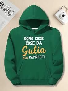 Felpa con cappuccio oversize da uomo | Citazione italiana interessante Giulia JPH-9, stile casual, maniche lunghe, vestibilità morbida, tessuto leggermente elasticizzato. - nero - Visualizzare 2