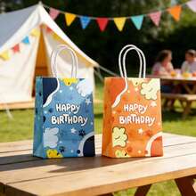 16个装狗狗爪印图案生日礼品袋，两种款式可选，色彩鲜艳，结实耐用，适用于生日派对礼品包装、庆祝活动、轻便设计、优质材料、节日送礼。 - 彩色 - 查看 5