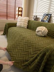 1件加厚绒毛沙发毯，简约百搭沙发套，奢华优雅沙发套，高端质感，耐磨可水洗，四季皆宜，保护沙发外观，柔软舒适，适用于客厅、卧室、办公室、1-4人沙发 - 綠色 - 查看 6