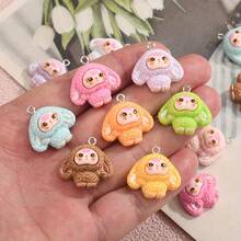 9/18pcs Colorful Resin Rabbit Pendant, Random Color Cute Rabbit Charms, DIY Jewelry Making Accessories Suitable For Necklace, Earrings - Colorful Rabbit Pendant - View 2