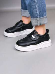 1 Pair Unisex Casual Design Low-Top Sneakers, Soft Sole Non-Slip Children's Skate Shoes, Fashion Versatile Student Running Shoes, Suitable For All Seasons - Black - View 9