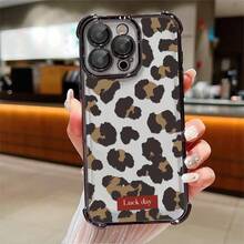 1pcs Leopard Print Phone Case Compatible with Apple Phone17ProMax 16 15 14Plus 11 12 13 ProMax, Antidrop Phone Case, Camera Protection Phone Case, Vintage, Personality, Fashion, Exquisite, Can Be Given To Friends, You Can Give It To Yourself - Negro - Ver 1