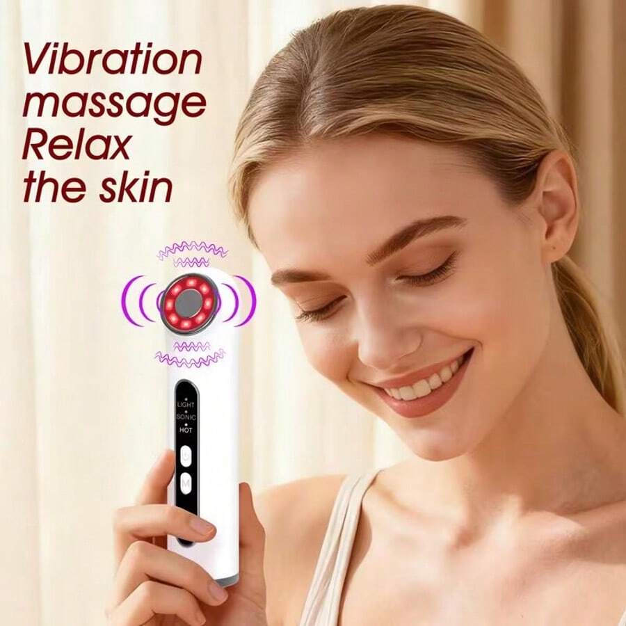 500mAh Battery Capacity Radio Frequency Facial Massager, Microcurrent Skin Tightening Massage Beauty Device - White - View 1