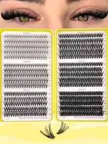 600pcs C-Curl Fluffy 3D Mink Eyelashes, High Quality, Lowest Price, New DIY False Lashes, Soft & Voluminous, Suitable For Short, Light-Colored, DIY Eyelash Extension At Home - 黃色 - 查看 7