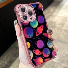 1pcs Colorful Planet Galaxy Phone Case Compatible with Apple Phone17ProMax 16 15 14Plus 11 12 13 ProMax Silicone Antidrop Phone Case Modern Funky Popular Cute Fashion Can Be Given To Friends Can Be Given To A Lover - Rosa - Ver 2