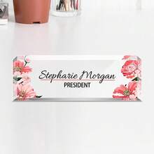 1pc Personalized Acrylic Custom Name Plates For Office Desks,Customize Text,20 Styles,Office Nameplate Engraved With Flower Patterns,Custom Desk Name Plate Personalized, Acrylic Name Plate For Desk, Office Desk Decor For Women And Men - Multicolor - View 16