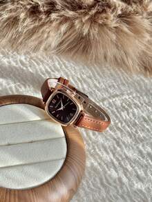 1pc Square Belt Women's Quartz Watch Exquisite And Compact Suitable For Daily Matching With Birthday/Graduation Gifts And Gathe