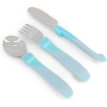 Juego de Cubiertos de Aprendizaje | Tenedor, Cuchillo y Cuchara de Acero Inoxidable | Cubiertos Entrenadores para Niños a Partir de 12 Meses | Vajilla Infantil Soft Touch y Libre de BPA,36982524 - Multicolor - Ver 6