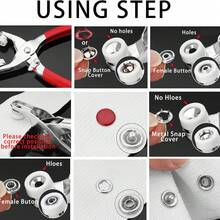 Bộ 400 nút bấm năm chấu, bộ nút bấm kim loại kèm kìm bấm và hộp đựng, dùng cho đồ thủ công DIY, quần áo, mũ, túi xách (Màu ngẫu nhiên) - Bạc - Xem 7