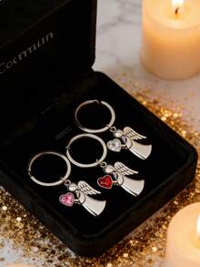 守护天使钥匙扣套装，包含钥匙扣、薄纱袋、感谢卡和天使心形吊坠，适合婴儿派对、婚礼、洗礼、情侣礼物、生日礼物、包装装饰、钥匙扣装饰、情人节礼物、婚礼回礼、婚礼装饰、情人节装饰、送给闺蜜的礼物。 - 彩色 - 查看 5