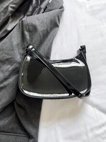 Women's Simple Solid Color Shoulder Bag, Casual Everyday Style, Fashionable Burgundy Color. - màu đen - Xem 6