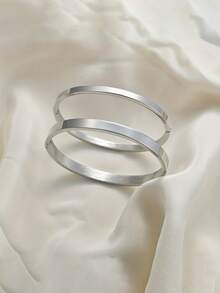 1 chiếc vòng tay bằng thép không gỉ, đánh bóng, kiểu dáng thời trang, đa năng, bề mặt như gương, phù hợp cho nữ, đeo hàng ngày. - vòng đeo tay - Xem 3