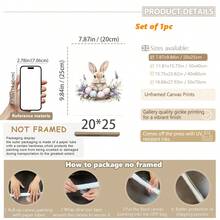 1PC Canvas Wall Art_Nursery Decor Printed Rabbit Burrow Motif, Watercolour Easter Art, Rabbits With Flowers, Spring Blossoms, Farm Animals, Easter Egg Design, Rabbit Garland - Framed Nursery Wall Art Perfectly Suited For Children's Room Decor, Playroom Decor Children's Room Decor Nursery Decor Daycare Decor Girls' Bedroom Girls' Room Decor Children's Room Decor Boys' Bedroom Boys' Room Decor Girls' Bedroom Decor