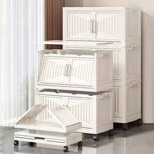 Collapsible Stackable Storage Bins With Lids - Versatile Toy Storage Containers & Plastic Storage Containers For Garage Storage, Aesthetic Home Decor Organization System For Bedroom Bathroom Kitchen Office Dorm, Foldable Storage Bins For Clothing Shoes Books Daily Essentials & Travel Use - 白色 - 查看 4