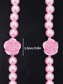 2条可调节珍珠装饰文胸肩带，可拆卸胸链，连衣裙内衣肩带，露背 - 粉色 - 查看 2