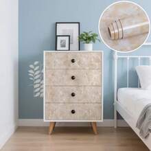 1 Roll Beige Self-Adhesive Waterproof Wallpaper - Oil And Heat Resistant, Marble Pattern, Easy To Cut, Suitable For Kitchen Countertops, Furniture Renovation And Wall Protection. Made Of Textured Vinyl Material, Perfectly Matches Modern Kitchen Home Decor Wallpaper And Furniture Renovation. Size: 15.7 Inches X 39.3 Inches / 118.1 Inches / 196.8 Inches - Beige - View 6