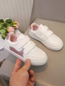 1 par de zapatillas de moda unisex para niños, zapatos deportivos para exteriores y escuela en primavera/otoño, zapatos sin cordones de PU, zapatos para bebés/niños pequeños para todas las estaciones, recomendados para Ramadán, Eid Al-Adha y regreso a la escuela - Rosa - Ver 5