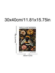 1pc William Morris-Inspired Bee & Floral Canvas Art Print Modern Retro Poster, Animal Theme Wall Decor For Living Room, Bedroom, Home Office - Botanical Nature Insect Wall Art, Festival Gifts, Office Decor, Kitchen Decor, Wall Arts, Wall Decor, Home Decor, Room Decor, Canvas Wall Art, Posters, Wall Art With Frame, Optional Frame - Multicolor - View 17