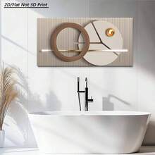 1-Piece Brown And White Minimalist-Style Canvas Wall Art, Medium-Sized Gallery Wrapped Geometric Print, Ready To Hang Home Decor For Living Room, High-Quality Printed Artwork With Sturdy Wrapped Frame, Perfect For Modern Interior Design - Multicolor - View 8